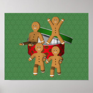 Poster Cute pain d'épices Hommes biscuits Noël Fêtes