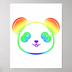 Poster Cute Panda Bear In The Colors Of The Rainbow