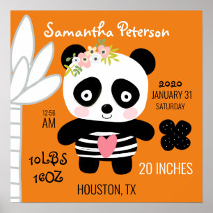 Poster Cute Panda Faire-part de naissance