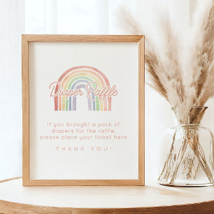 Poster Cute Pastel Aquarelle Arc-en-Ciel Barreau Raffle
