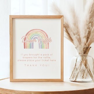 Poster Cute Pastel Aquarelle Arc-en-Ciel Barreau Raffle