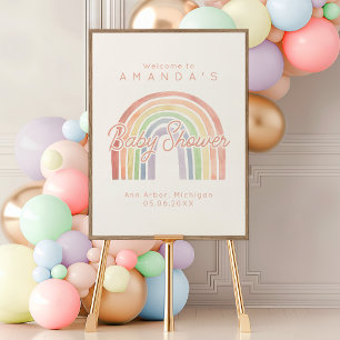 Poster Cute Pastel Aquarelle Baby shower arc-en-ciel Bien