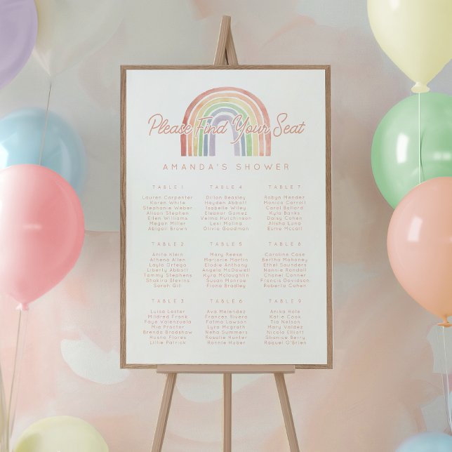 Poster Cute Pastel Aquarelle Rainbow Douche Siège (Créateur téléchargé)