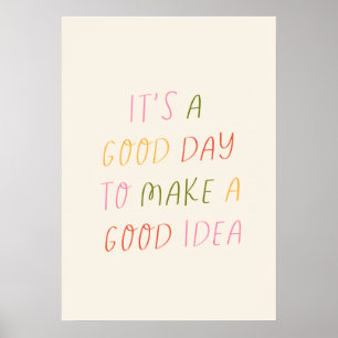 Poster Cute Pastel Hand Lettering Motivational Quote Art 