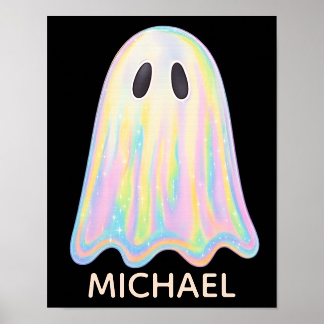 Poster Cute Pastel Rainbow Ghost | Éffrayant esthétique (Devant)