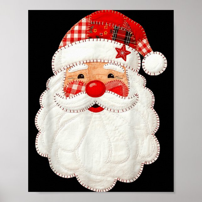 Poster Cute Patchwork Santa Claus Christmas Xmas Men Wome (Devant)