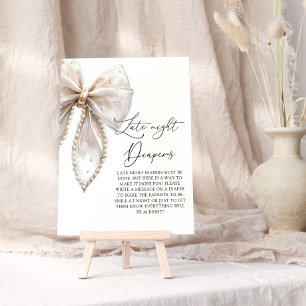 Poster Cute Pearl Bow Late Night Diapers Baby shower Jeu