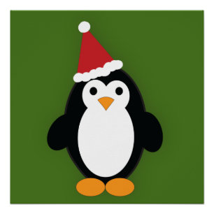Poster Cute Père Noël Penguin