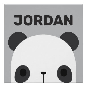 Poster Cute Petit Ours de Panda avec Nom Personnalisé Pos