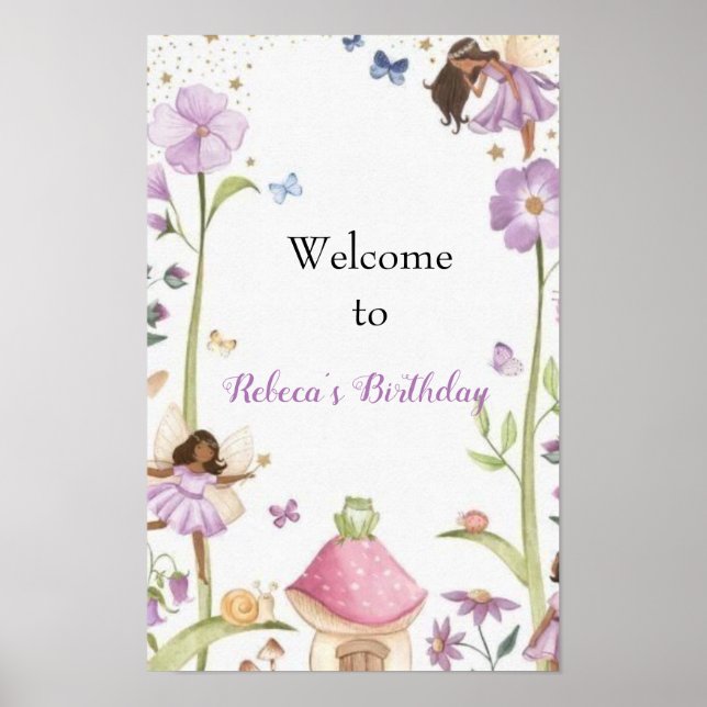 Poster Cute Pink fairy Coquette primer cumpleaños (Devant)