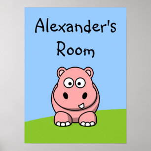 Poster Cute Pink Hippo