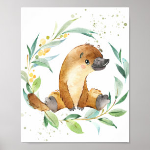 Poster Cute Platypus Eucalyptus Vert Enfants Mur Art