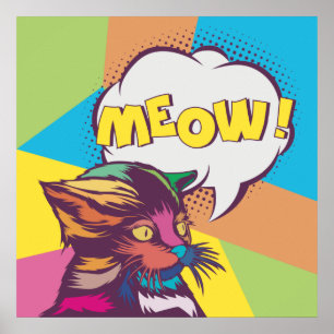 Poster Cute Pop Art Chat