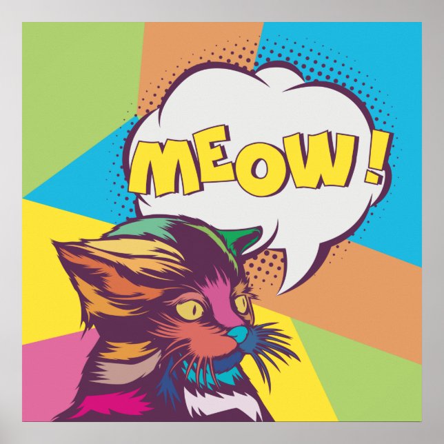 Poster Cute Pop Art Chat (Devant)