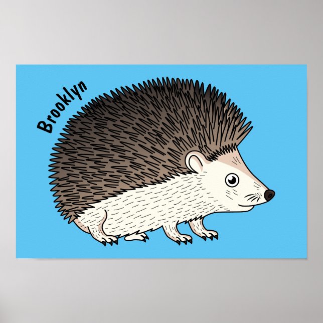 Poster Cute prickly hedgehog cartoon (Devant)