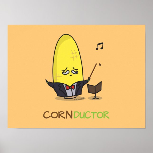 Poster Cute Punny Conducteur de maïs cartonné (Devant)