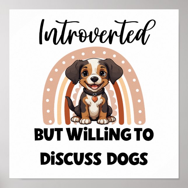 Poster Cute Puppy Boho Rainbow "Introverted" Graphic (Devant)