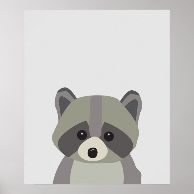 Poster Cute Raccoon Neutral Nursery Art (Devant)