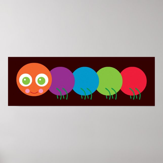 Poster Cute Rainbow Caterpillar (Devant)