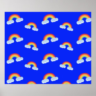 Poster Cute Rainbow with Clouds Pattern