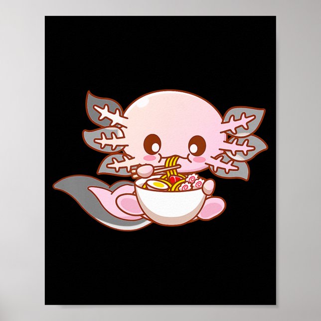 Poster Cute Ramen Axolotl Kawaii Anime Japonaise Nourritu (Devant)