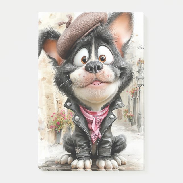 Poster  Cute Rebel Puppy Dog Post-it Notes (Front)