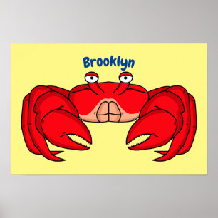 Poster Cute red crab cartoon