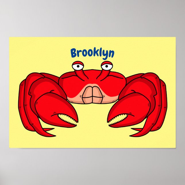 Poster Cute red crab cartoon (Devant)