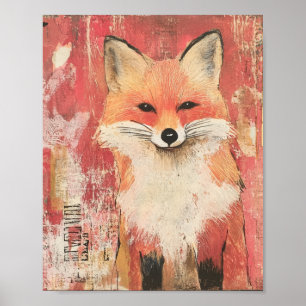Poster Cute Red Fox Mixte Media