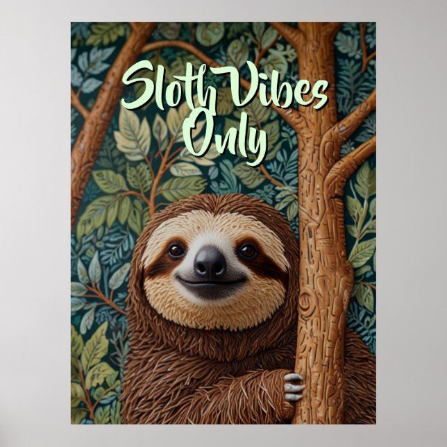 Poster Cute retro boho Sloth Hang in there (Devant)