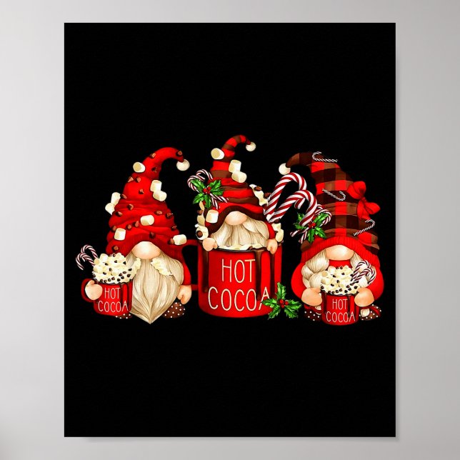 Poster Cute Retro Chocolate Hot Cocoa Mug Funny Gnomes Ch (Devant)