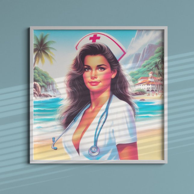 Poster Cute Retro Nurse (Créateur téléchargé)