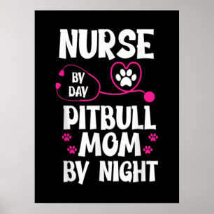 Poster Cute RN Nurse Pit Bull Maman Paw Chien Puppy Lover