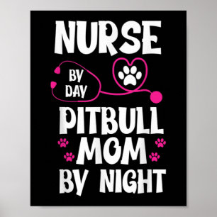 Poster Cute RN Nurse Pit Bull Maman Paw Chien Puppy Lover
