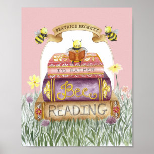 Poster Cute Rose Je préférerais être Lecture livre Lover