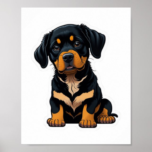 Poster Cute Rottweiler - Cadeaux pour les propriétaires d (Devant)