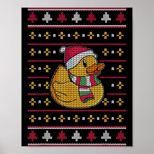 Poster Cute Rubber Duckie Duck Christmas Santa Clause  (Devant)