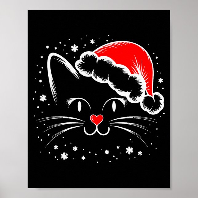 Poster Cute Santa Cat Lover Christmas Men Women Kids  (Devant)
