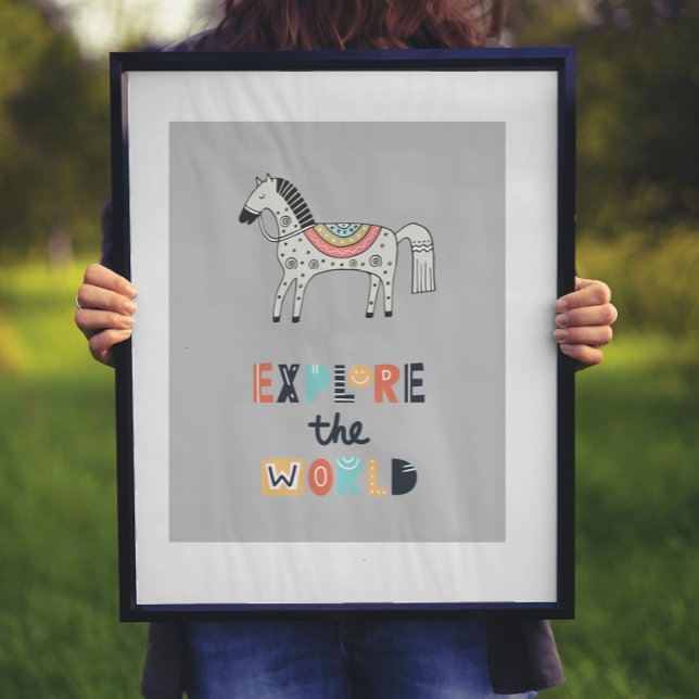 Poster Cute Scandia Horse Explore Le Monde (Créateur téléchargé)