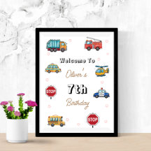 Cute Service Vehicle Birthday bash welcome sign 