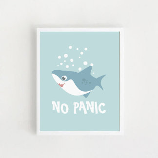 Poster Cute Shark "Pas de panique"
