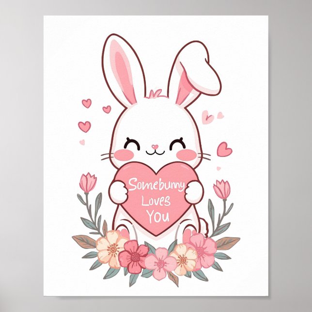 Poster Cute "Somebunny Love You" Pun (Devant)