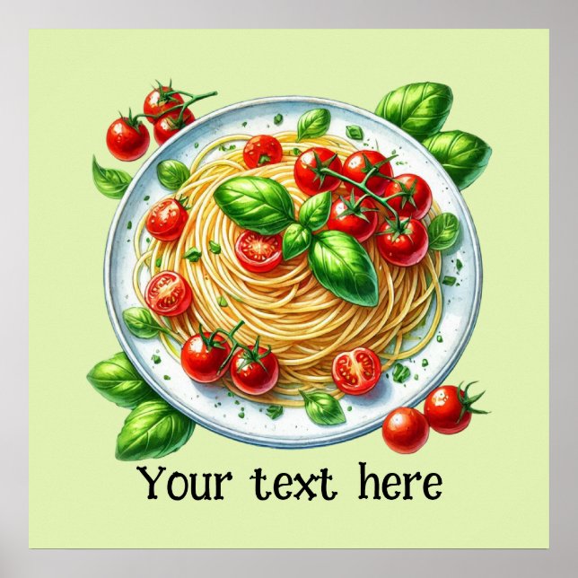 Poster Cute spaghetti pâtes maison (Devant)