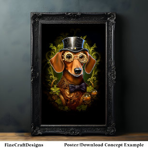 Poster Cute Steampunk Dachshund Saucisse Wiener Chien 149
