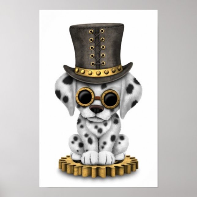 Poster Cute Steampunk Dalmatie Chien Chien Chien Chien Ch (Devant)