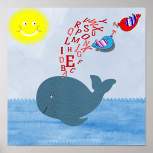 Poster Cute Sunshine Alphabet Whale Baby Nursery Print