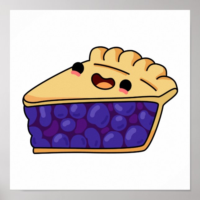 Poster Cute tarte aux bleuets Kawaii (Devant)