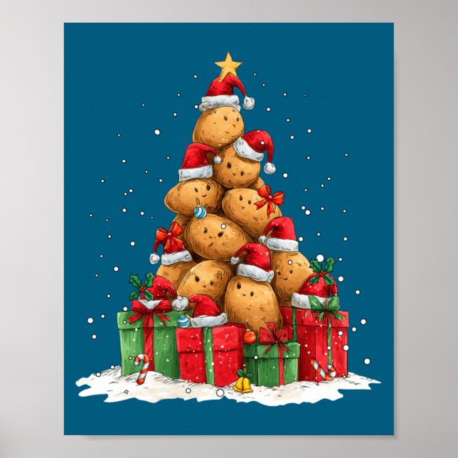 Poster Cute Tato Le Christmas Tree Xmas Hat Long Sleeve  (Devant)