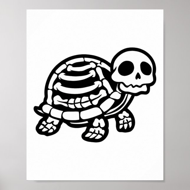 Poster Cute Tortue Halloween Squelette Tortue Fossiles Ar (Devant)