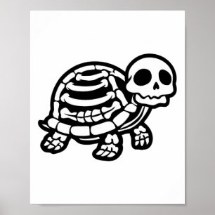 Poster Cute Tortue Halloween Squelette Tortue Fossiles Ar